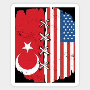 Proud Turkish American // Turkey & USA Flags Sticker